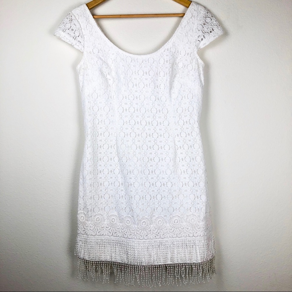 Lilly Pulitzer lace shift dress with fringe